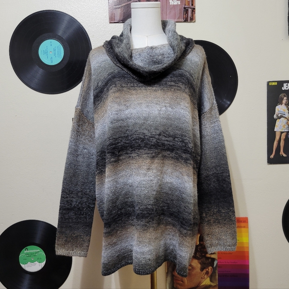 Christopher & Banks | Versatile Oversized Striped Cowl Neck Sweater